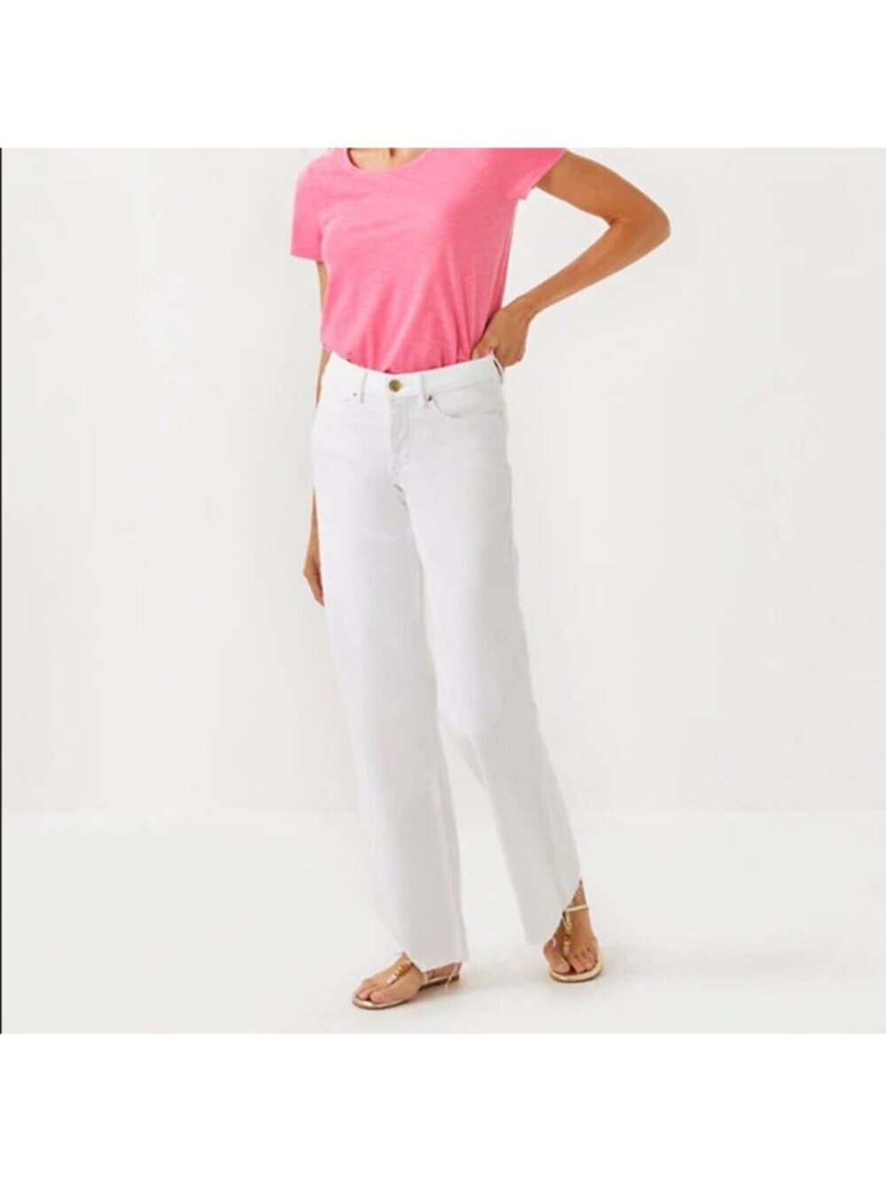 NWT $178 Lilly Pulitzer Aniston High Rise Straight Leg Jean Resort White sz 16
